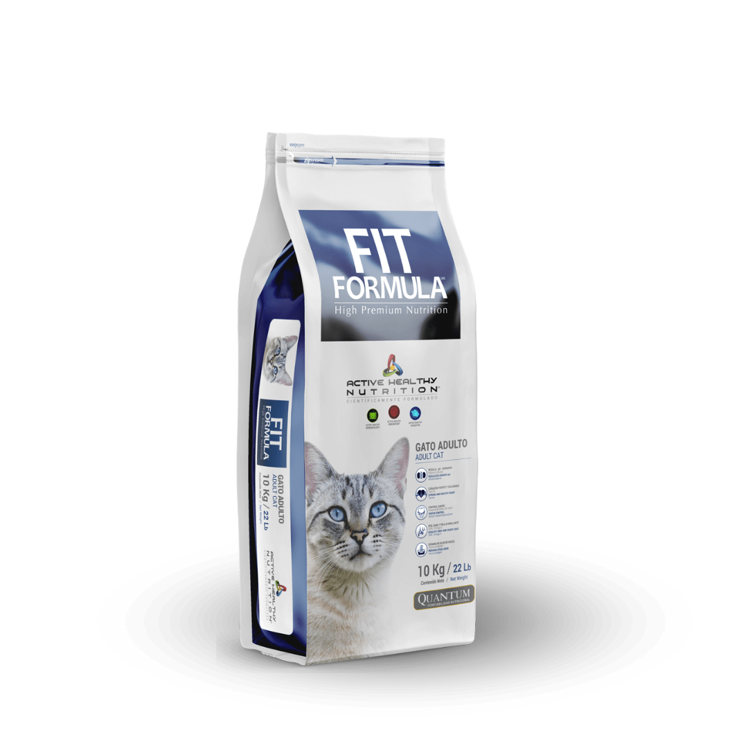 Alimento para gatos Fit Fórmula de Mundotito en saco de 10 kg, muestra el paquete con diseño y marca visible.