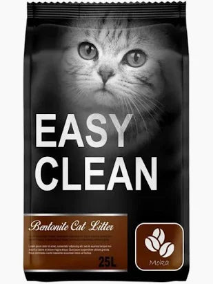 Arena para gatos Mundotito Easy Clean de 24 kg en bolsa de 8 kg con aroma a café, ideal para higiene y control de olores