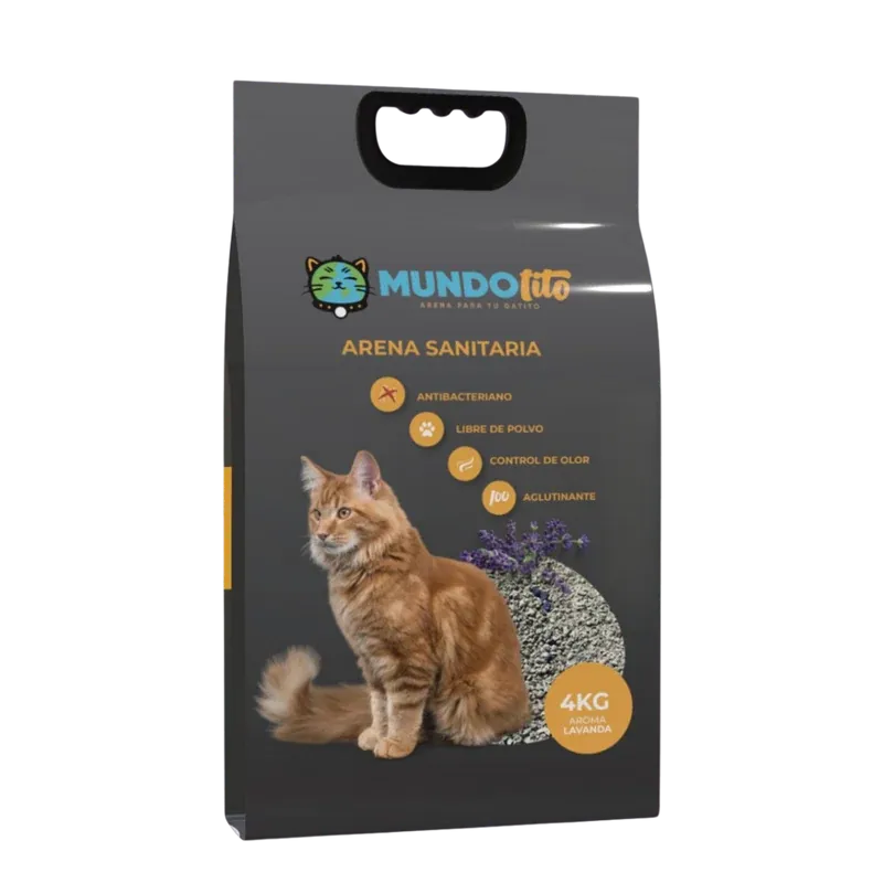 1.webp Arena para Gatos Mundotito 20 kg (Bolsa 4 kg) Aroma Lavanda - Imagen 1